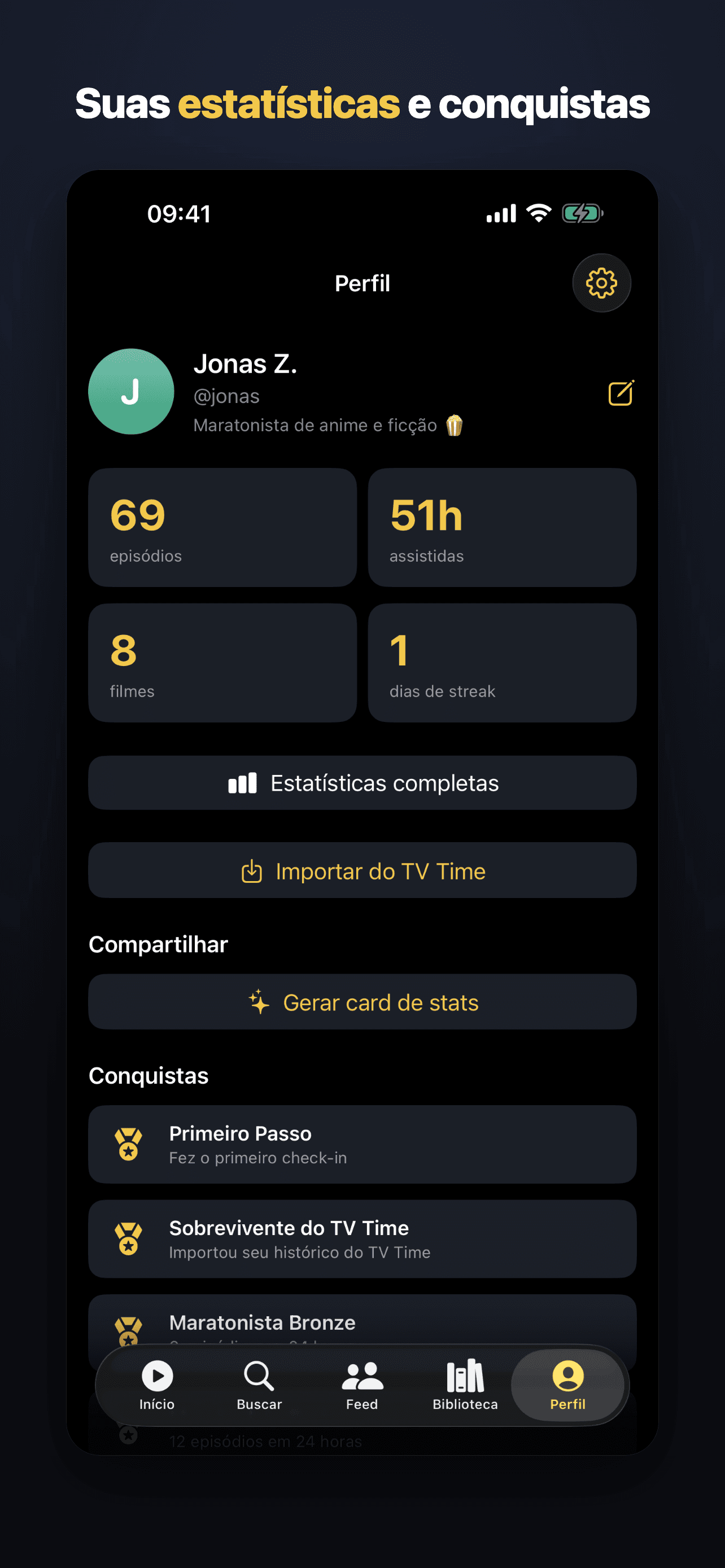 Perfil do epilogg com estatísticas e conquistas